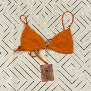 NWT Neena Orange Terrycloth Triangle Bikini Top